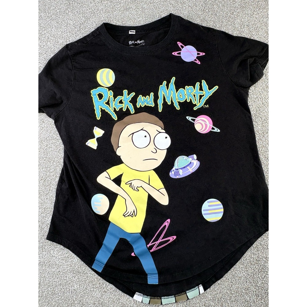 Rick And‎ Morty T Shirt Black Cartoon Network Graphic T Youth XL 15-17
